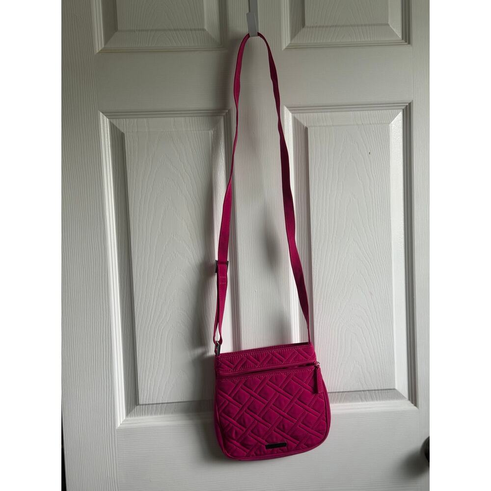 Vera Bradley Petite Double Zip Hipster Crossbody Bag Fuchsia Pink